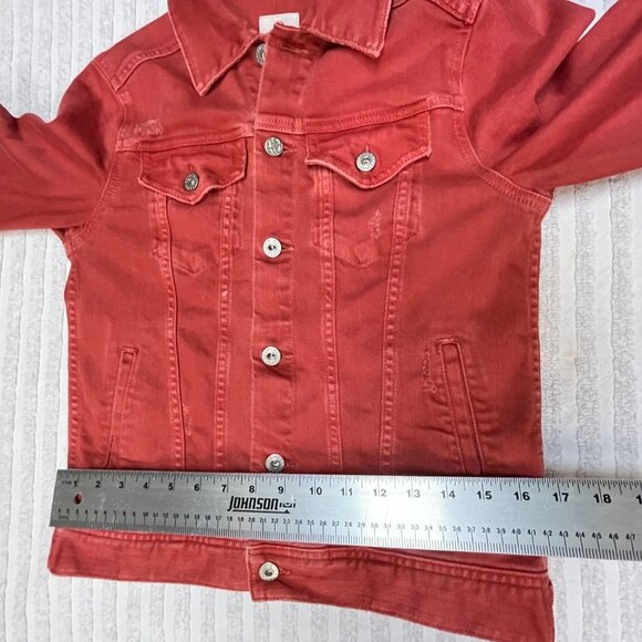 AG Adriano Goldschmied Womens Small Classic Denim MYA Jacket Orange Pockets - Picture 5 of 9